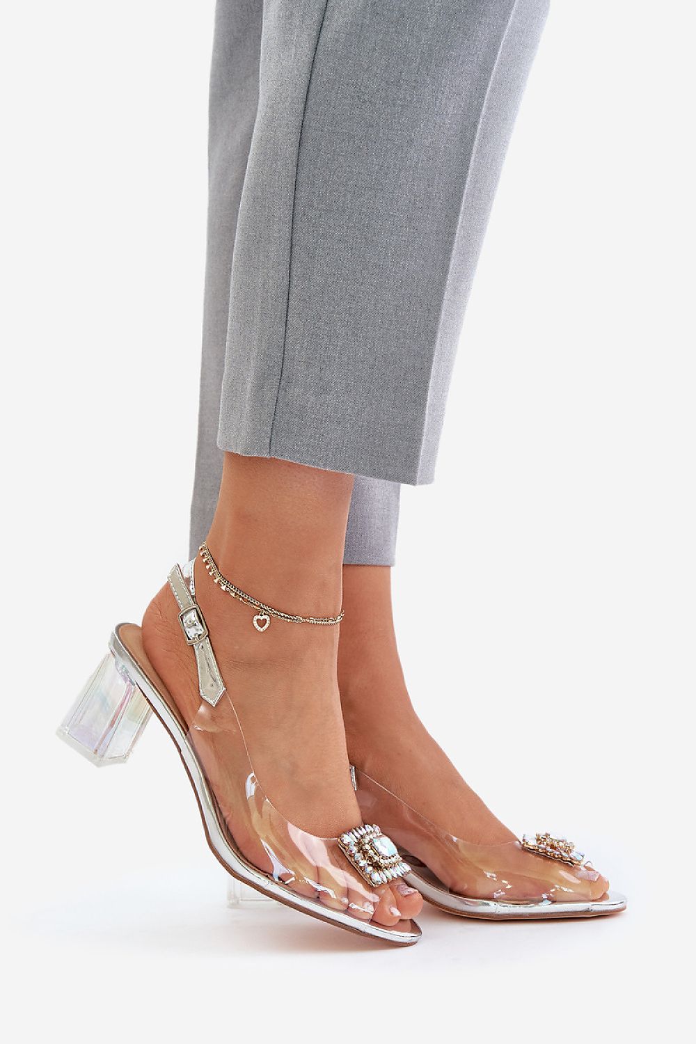 Aureliane Clear Butterfly Heel Sandals