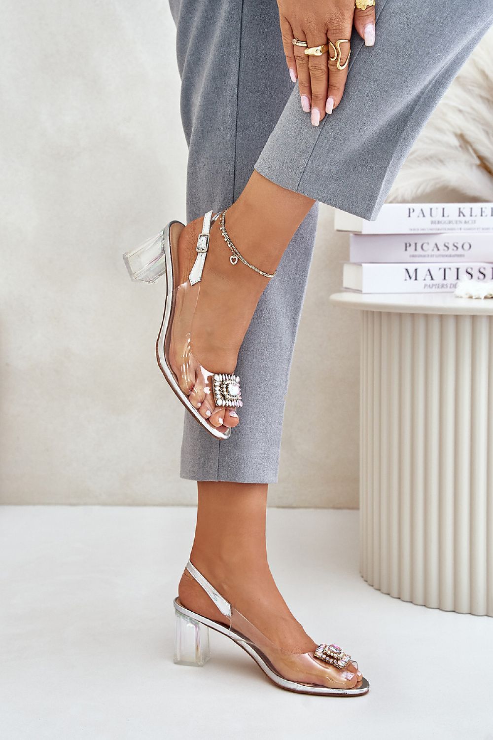 Aureliane Clear Butterfly Heel Sandals