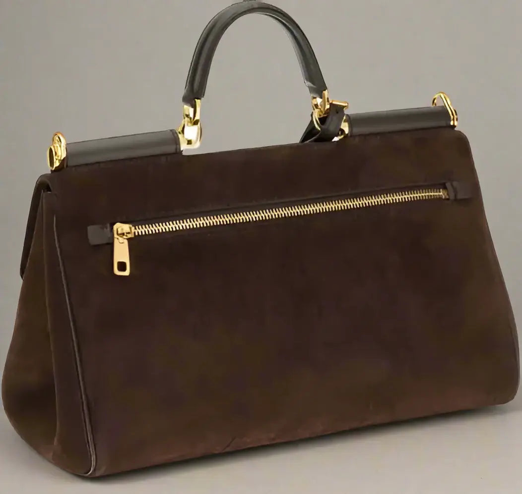 DOLCE & GABANA brown suede My Sicily Handbag