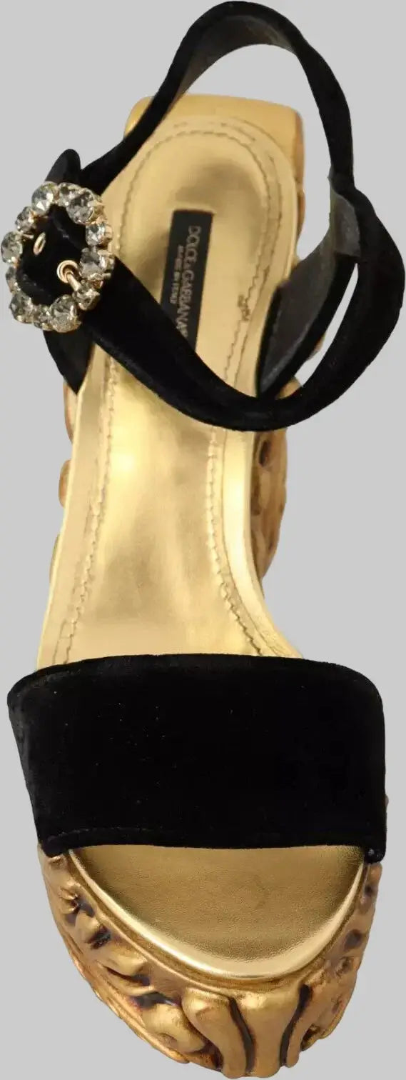Dolce And Gabbana Baroque Crystal Heels Women’s Velvet
