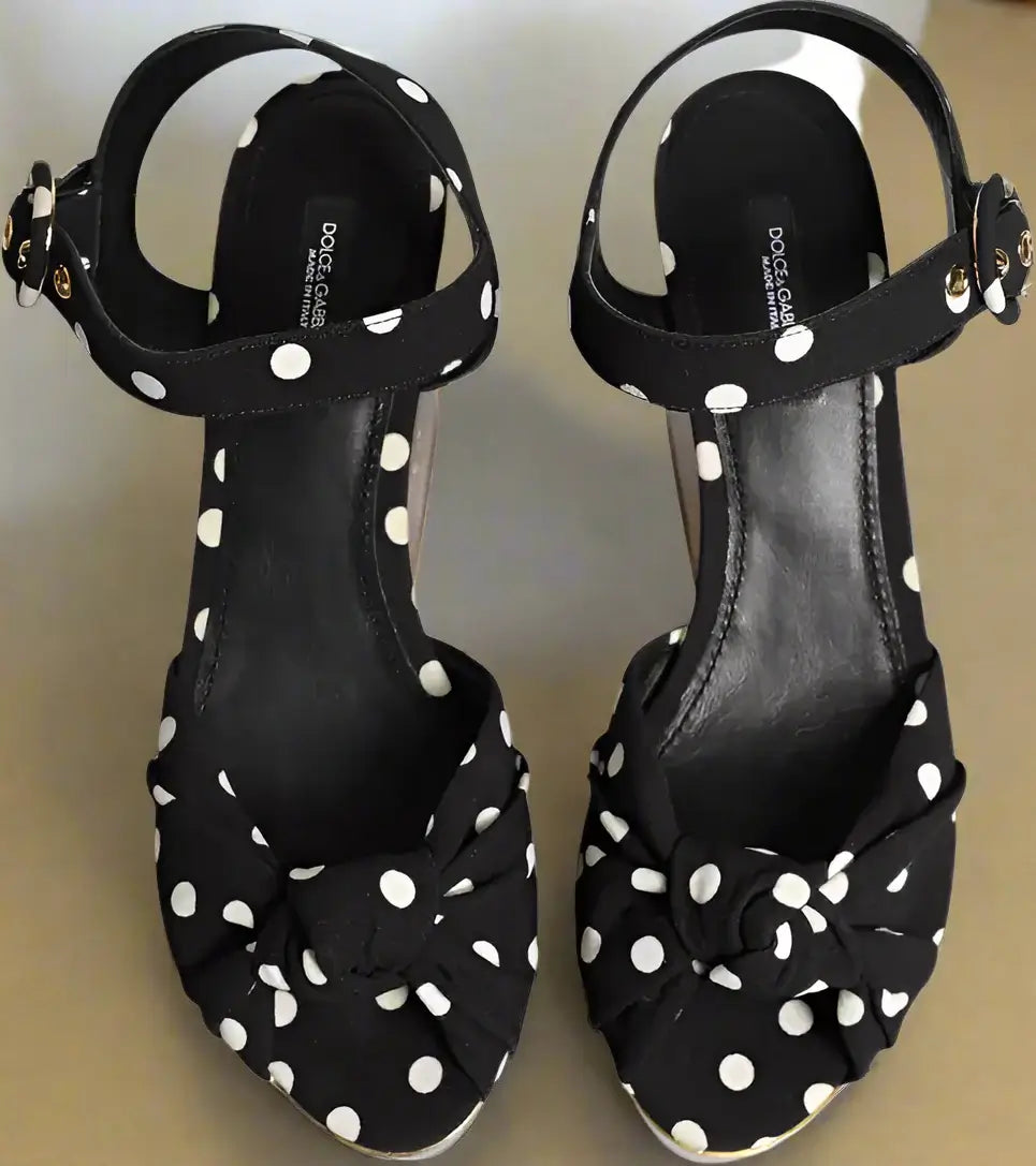 Dolce & Gabbana Multicolor Fish Polka Dot Wedge Sandals – Luxury Designer Shoes | STORE 7994