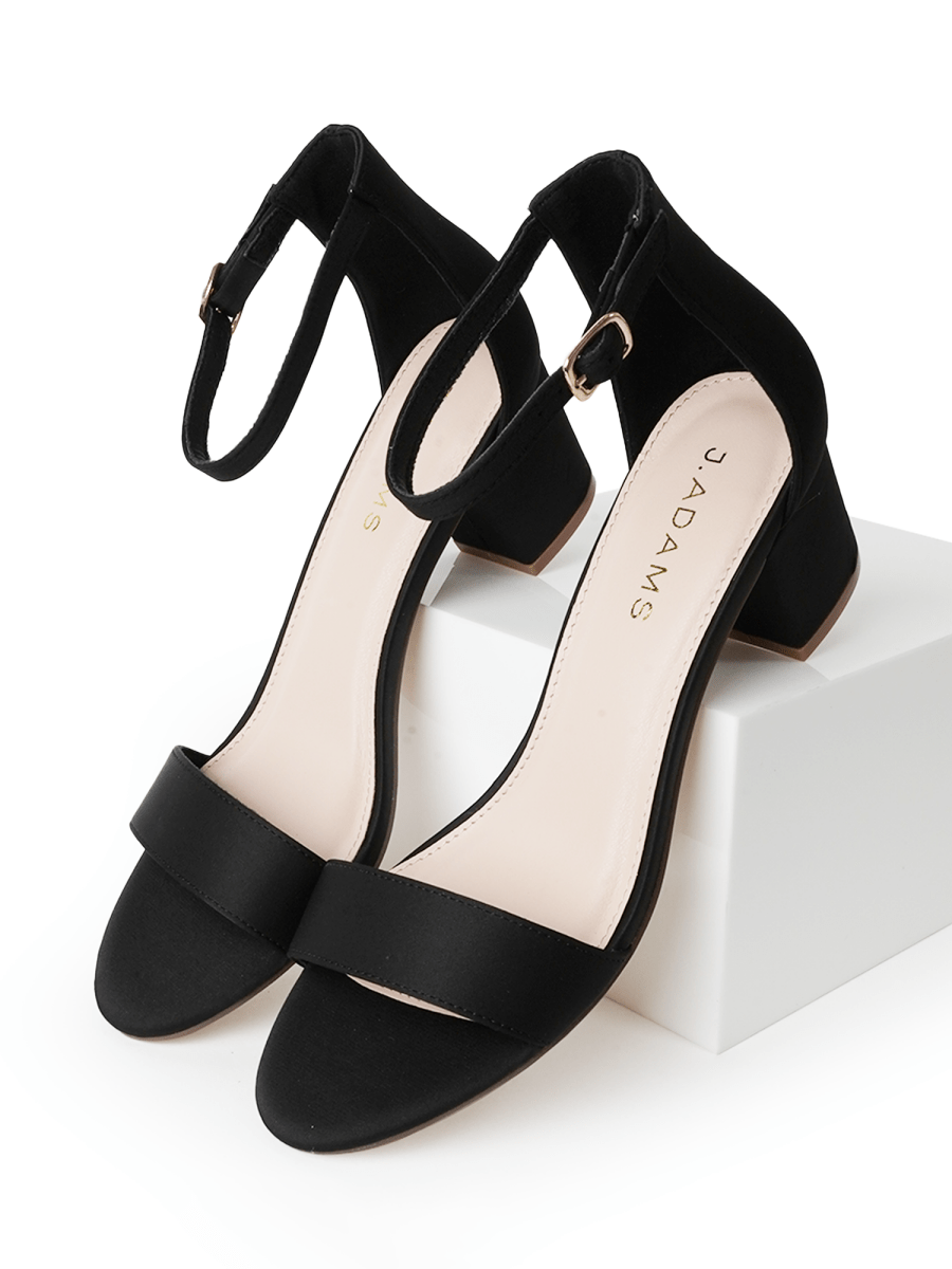 Daisy | Black Satin Heels by J.Adams – Don't Panic Shoes