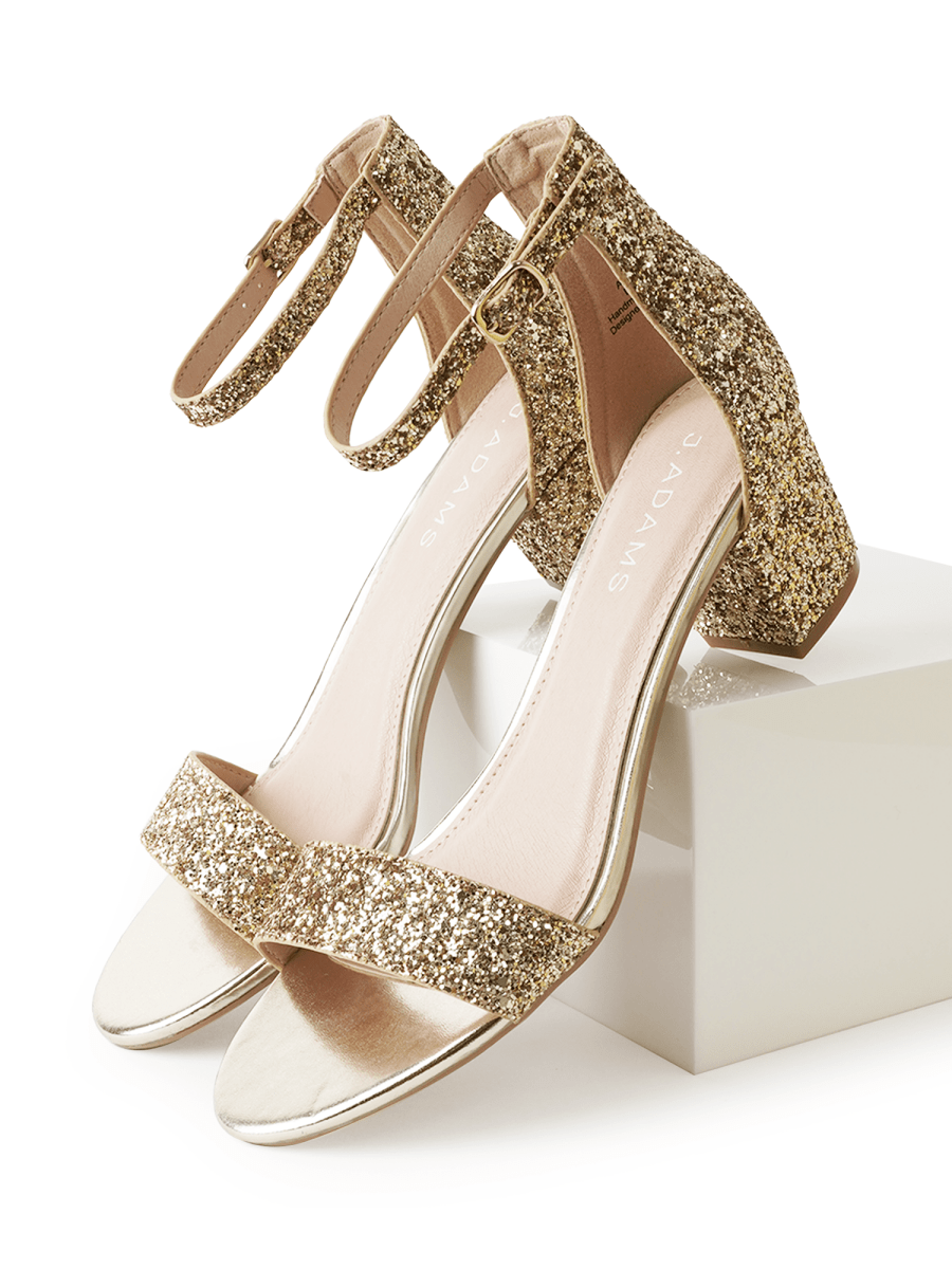 Daisy | Gold Glitter Heels by J.Adams – Don't Panic Shoes