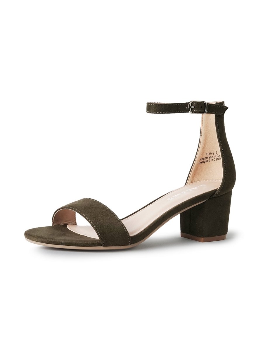 Daisy | Olive Suede Heels by J.Adams – Don't Panic Shoes