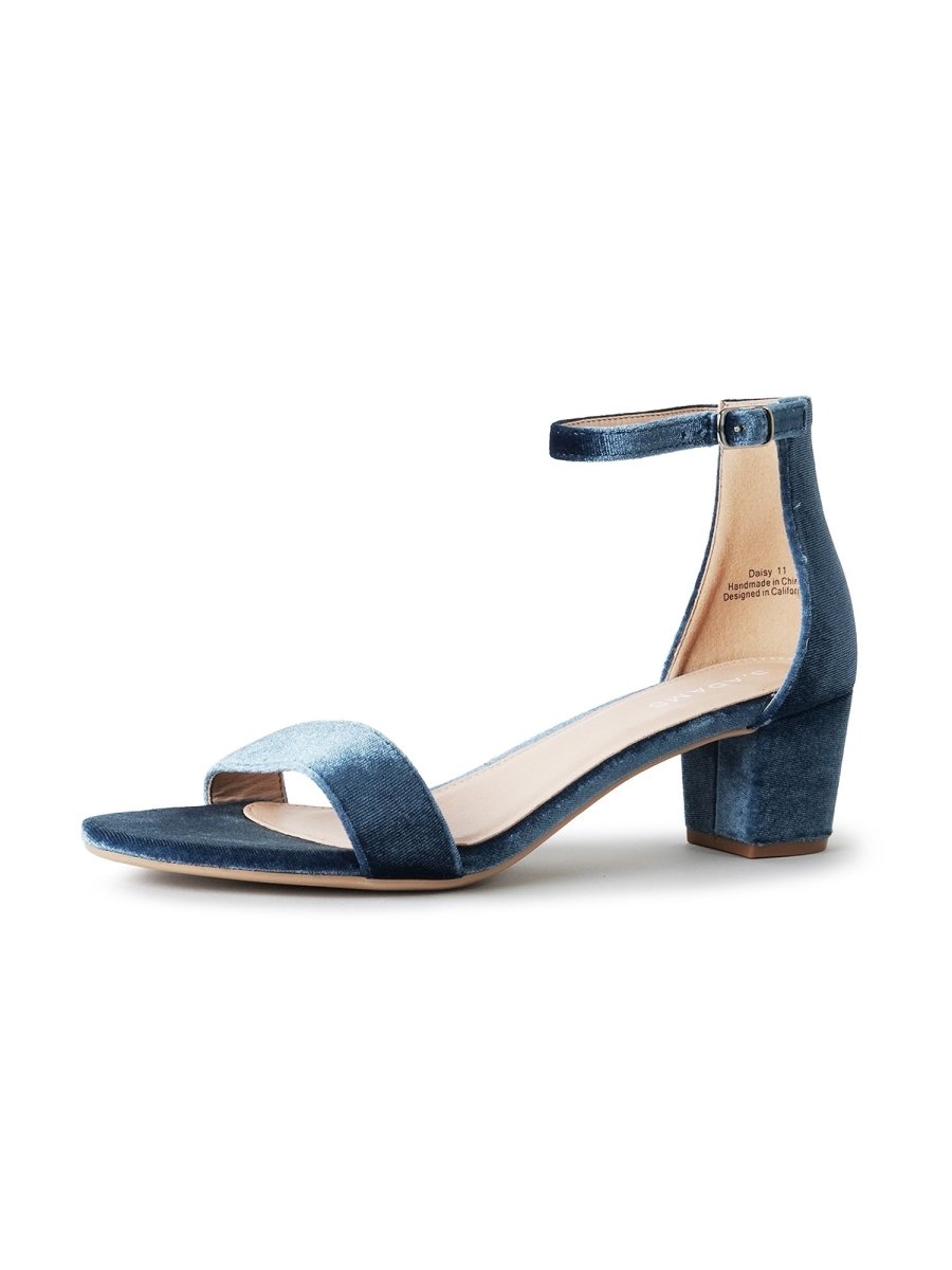Daisy | Sky Blue Velvet Heels by J.Adams – Don't Panic Shoes
