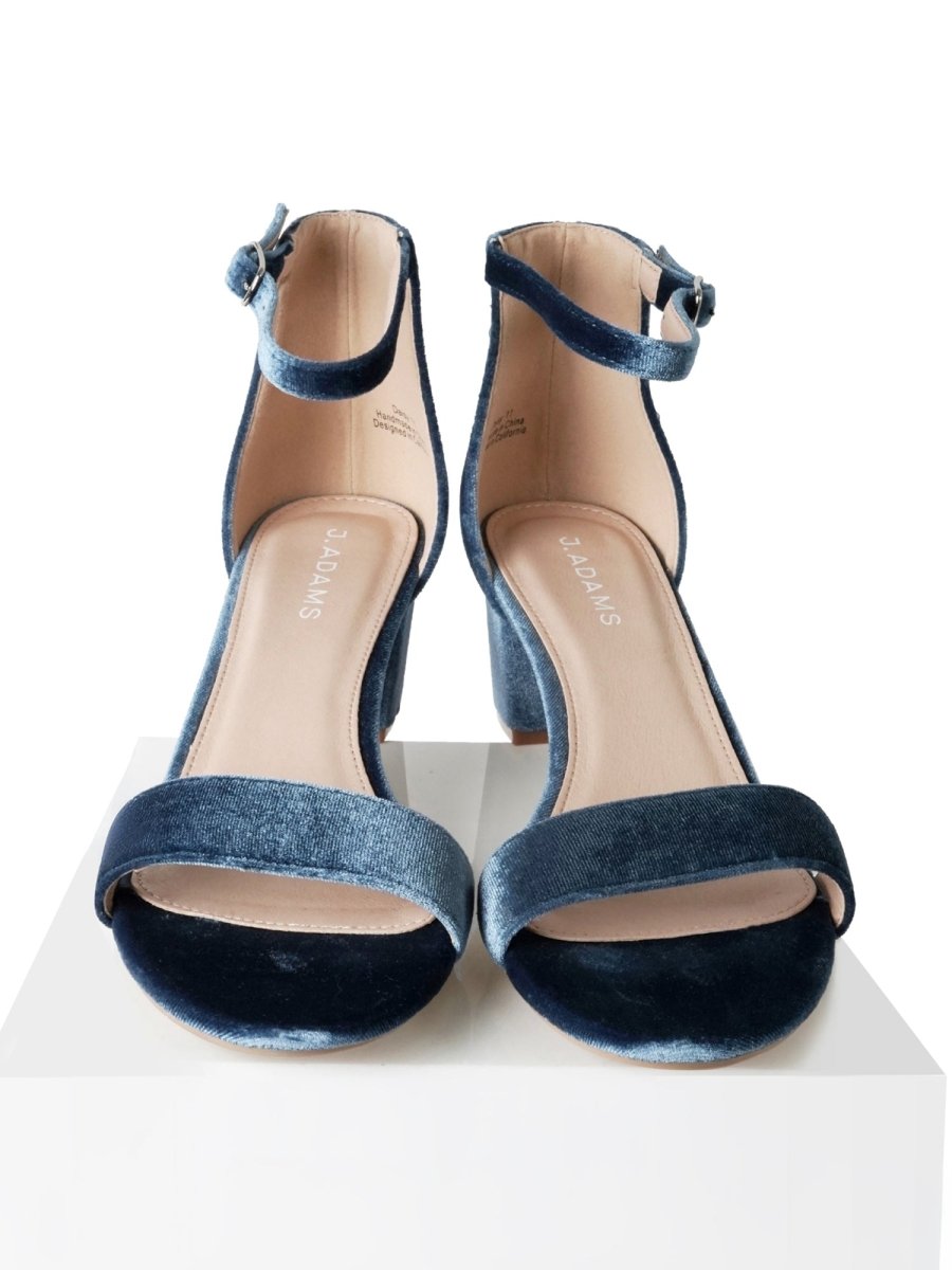Daisy | Sky Blue Velvet Heels by J.Adams – Don't Panic Shoes