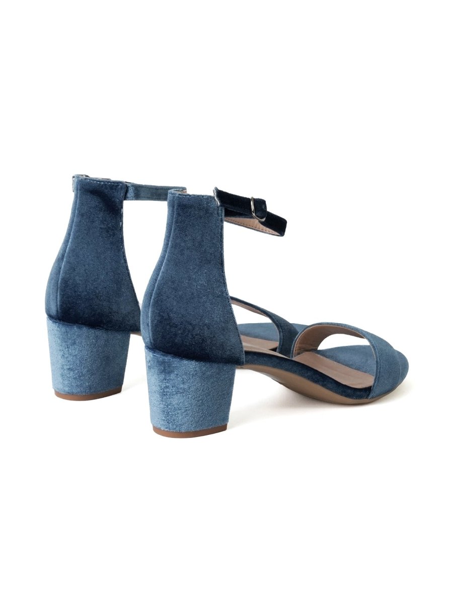Daisy | Sky Blue Velvet Heels by J.Adams – Don't Panic Shoes