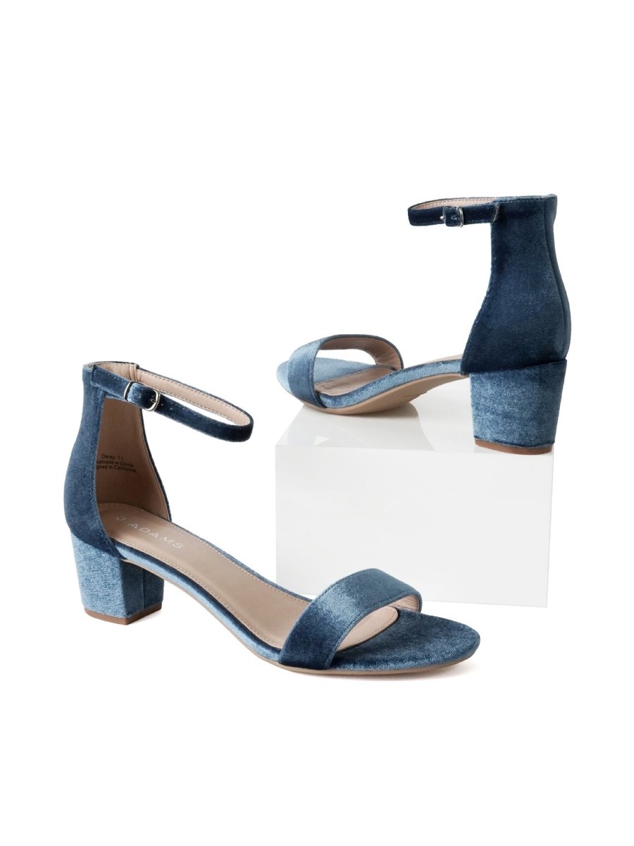 Daisy | Sky Blue Velvet Heels by J.Adams – Don't Panic Shoes