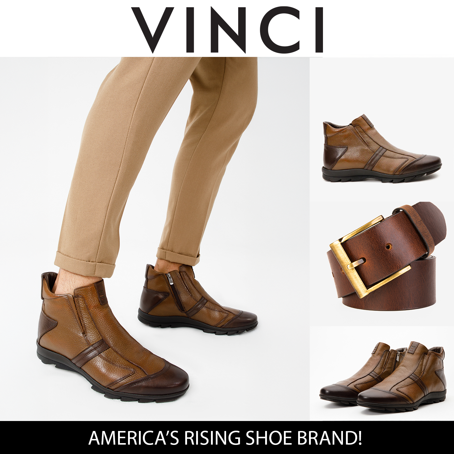 The Montreal Brown Leather Casual Zip-Up Ankle Men Boot