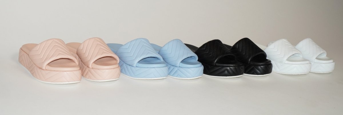 Deedee Platform Quilted Padded Leather Slide Sandal Heels by Beautiisoles – Don't Panic Shoes