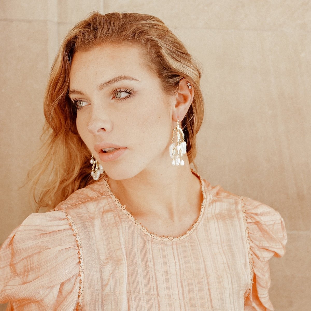 Delia Pearl Statement Earrings Large Earrings by Rahya Jewelry Design – Don't Panic Shoes