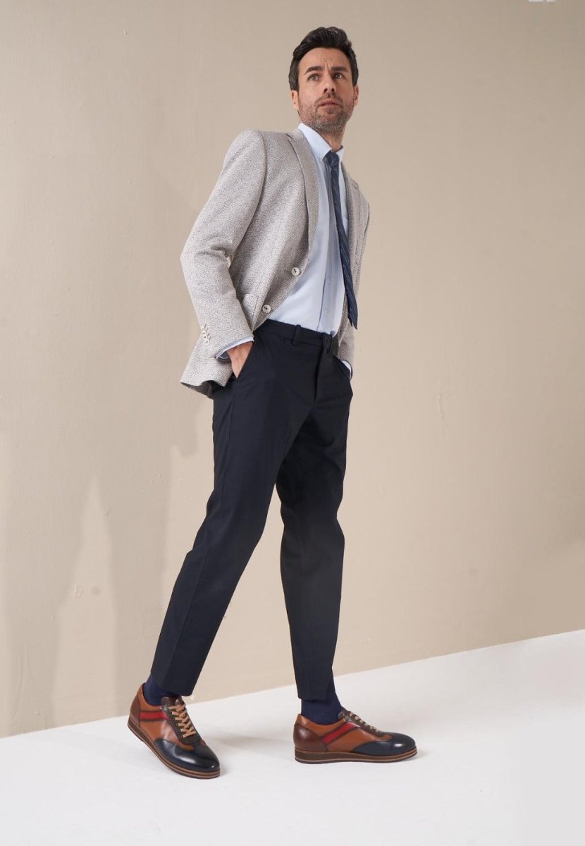 Denver Sneaker Navy Cognac Dressy Trainer Casual Shoe MEN SHOES by Sepol Shoes – Don't Panic Shoes