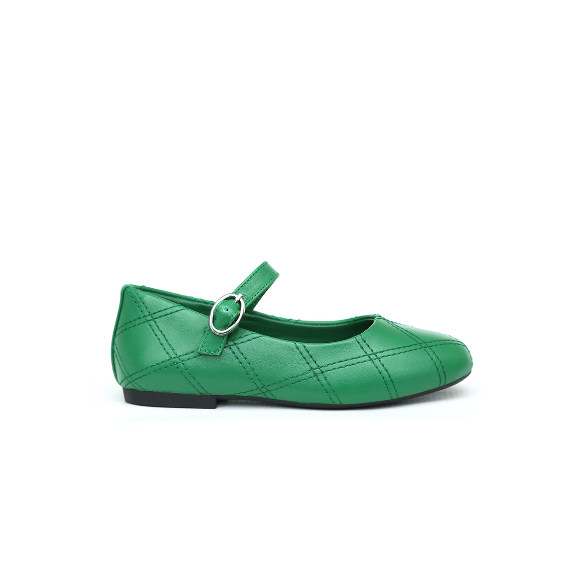 Zoe Premium Elegant Quilted Leather Shoes Leather Green