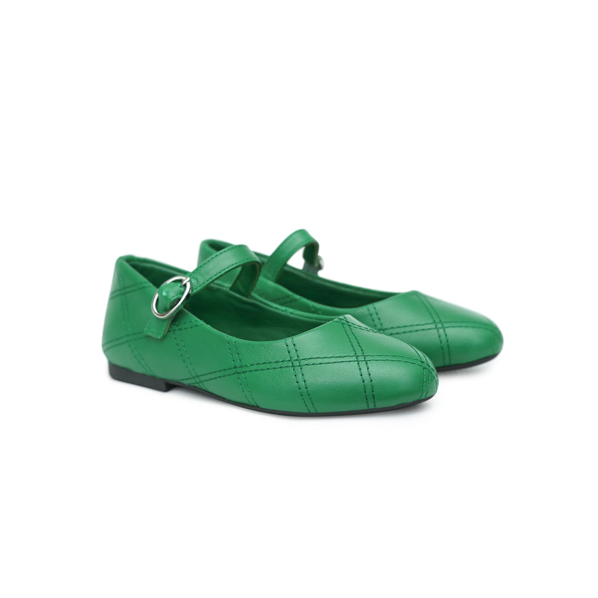Zoe Premium Elegant Quilted Leather Shoes Leather Green