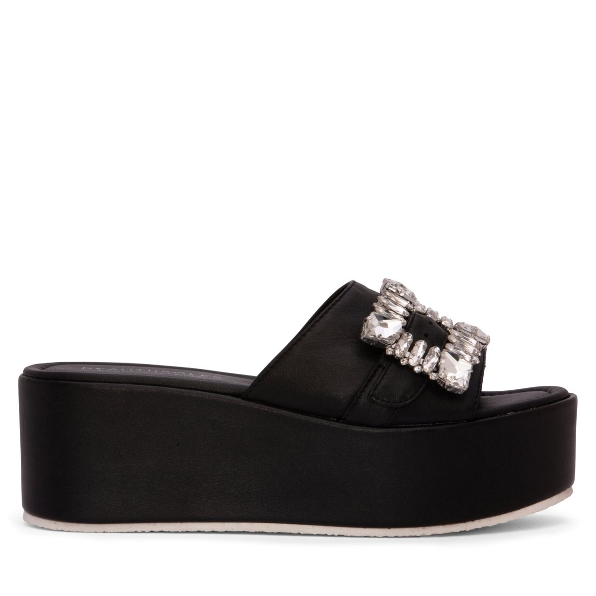 Dita Platform Leather Sandal Rhinestone Buckle Padded Insole Sandals by Beautiisoles – Don't Panic Shoes