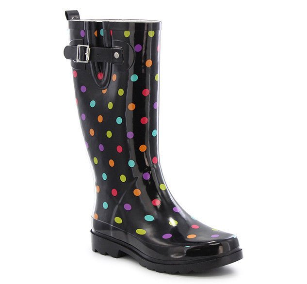 Dot City Tall Rain Boot Women’S Rubber Black Adjustable Rain Boots by Western Chief Women's Sale – Don't Panic Shoes