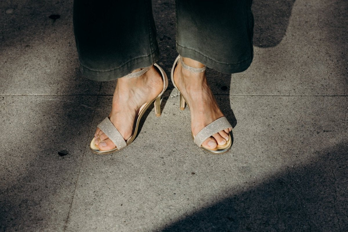 Dove | Gold Fine Glitter Heels by J.Adams – Don't Panic Shoes