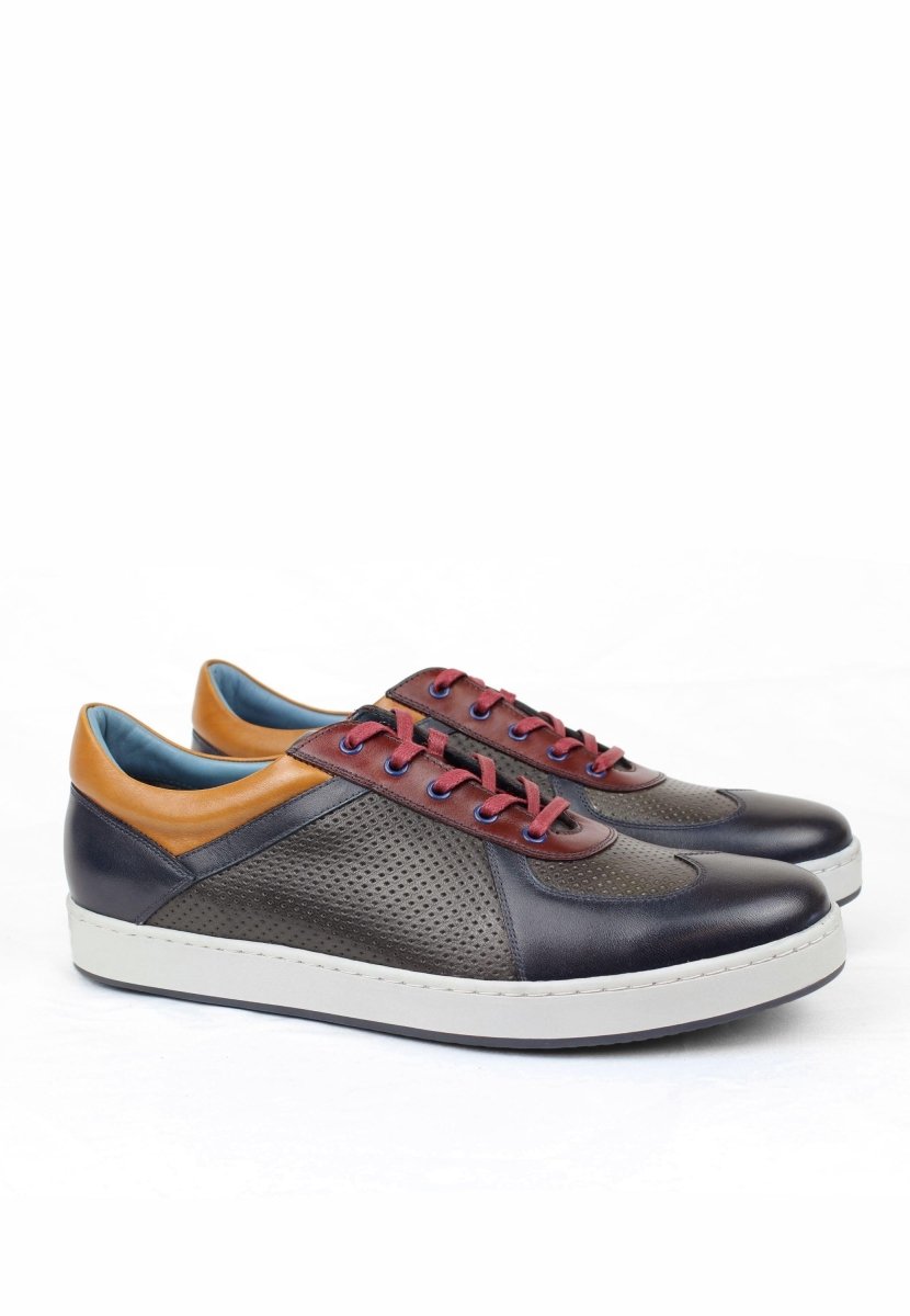Downtown Full Grain Leather Sneaker Navy Grey Lined MEN SHOES by Sepol Shoes – Don't Panic Shoes