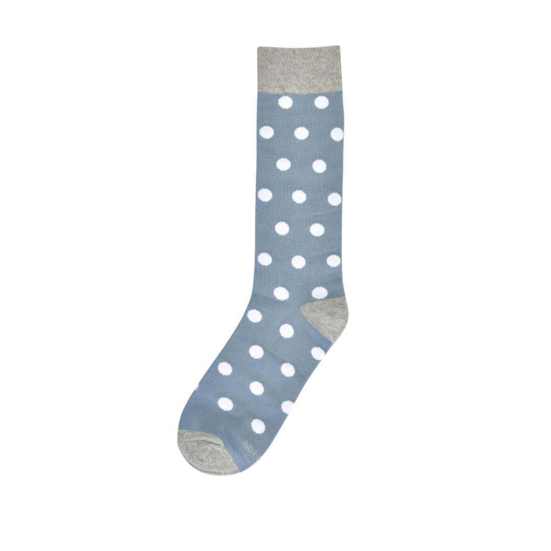 Dusty Blue With White Polka Dots Soft Summer Sky Inspired Breath Of Fresh Air Socks Socks by No Cold Feet – Don't Panic Shoes
