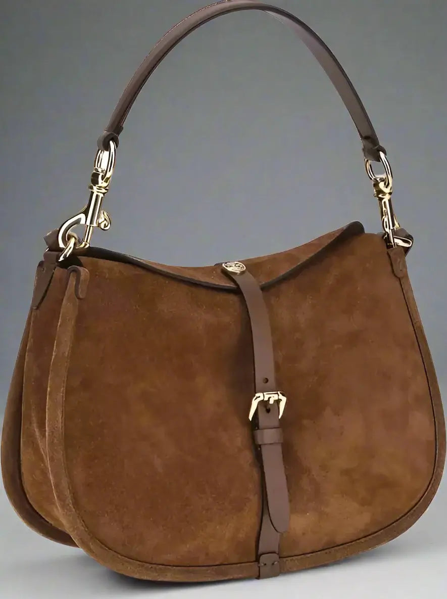 ETRO Women’s Pony Suede Brown Shoulder Bag Pegasus Detail