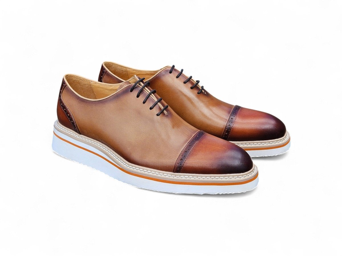Elegant Two Tone Cap Toe Calfskin Oxford Ks552 - 20t Shoes by Carrucci Shoes – Don't Panic Shoes