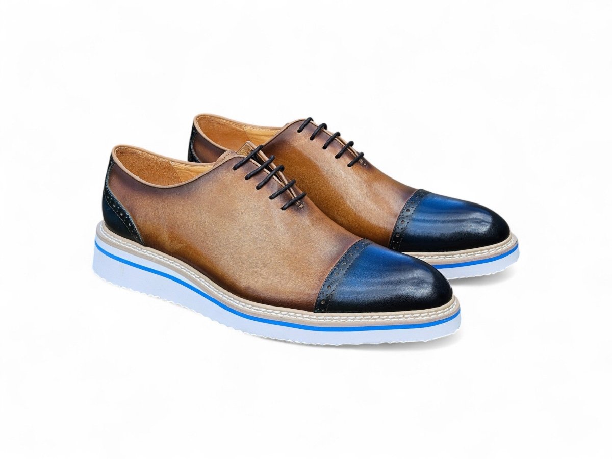 Elegant Two Tone Cap Toe Calfskin Oxford Ks552 - 20t Shoes by Carrucci Shoes – Don't Panic Shoes