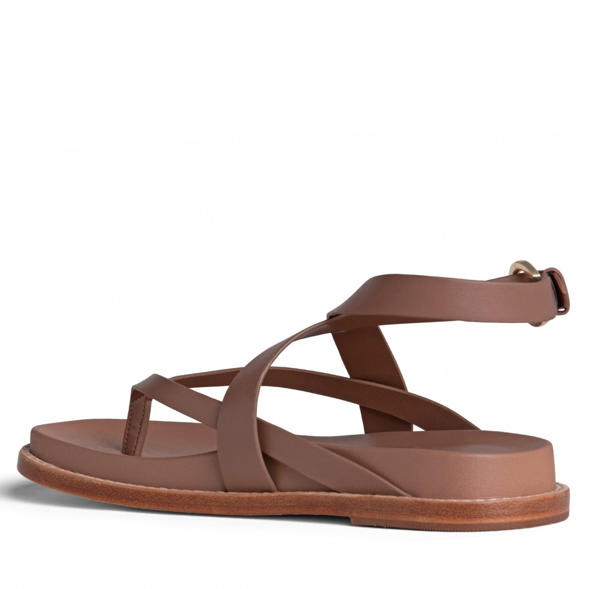 Elise Brown Flat Leather Sandal Women's Shoes by Allegra James – Don't Panic Shoes