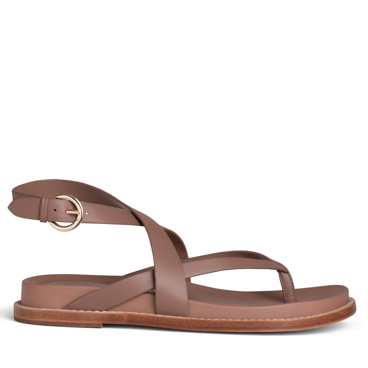 Elise Brown Flat Leather Sandal Women's Shoes by Allegra James – Don't Panic Shoes