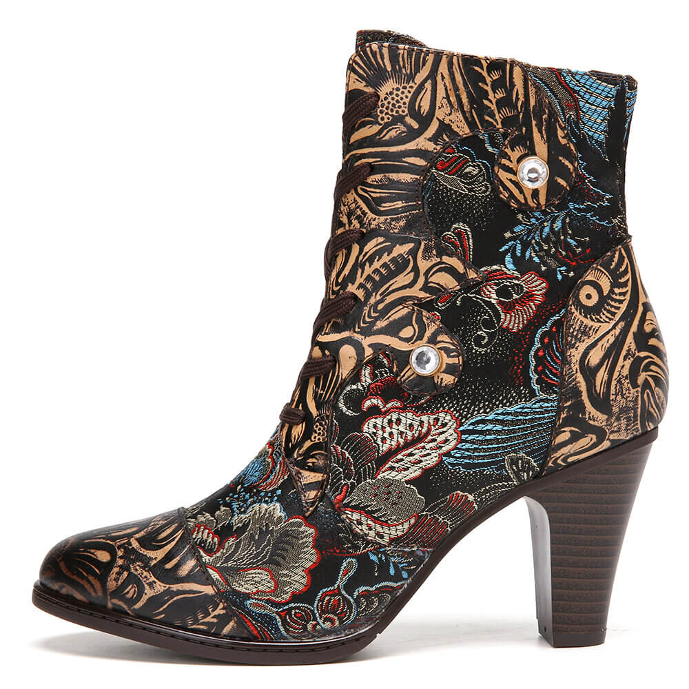 Embroidery Floral Handmade Genuine Leather Boots Boots by Colorstepshoes – Don't Panic Shoes