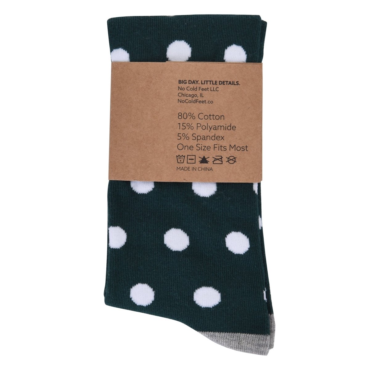 Emerald Green White Polka Dot Socks Classic Crew Novelty Comfortable Everyday Wear Socks by No Cold Feet – Don't Panic Shoes
