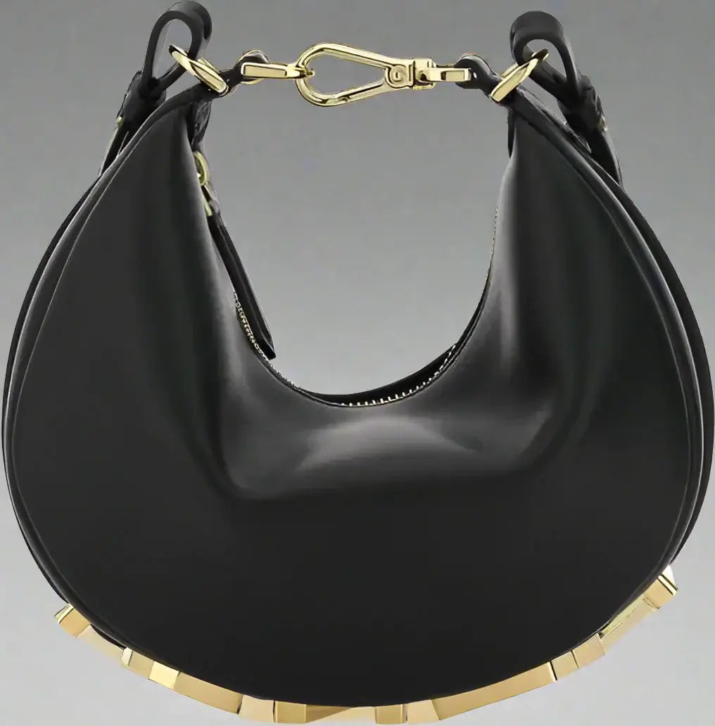 Fendi Fendigraphy Ring Mini Handbag Calfskin Leather Black