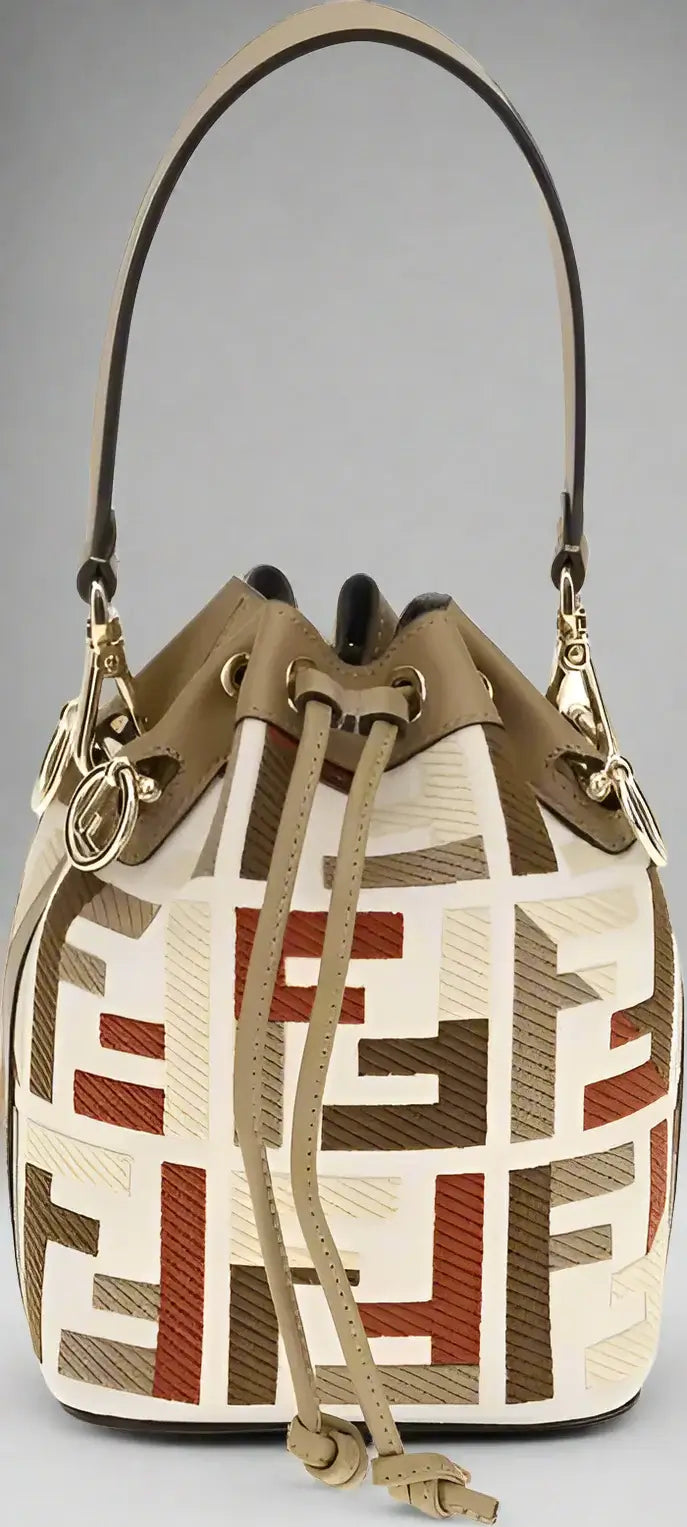 FENDI Beige Mon Tresor Leather Bucket Bag – Luxury Designer Handbag for Women