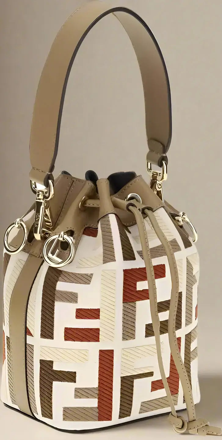 FENDI Beige Mon Tresor Leather Bucket Bag – Luxury Designer Handbag for Women