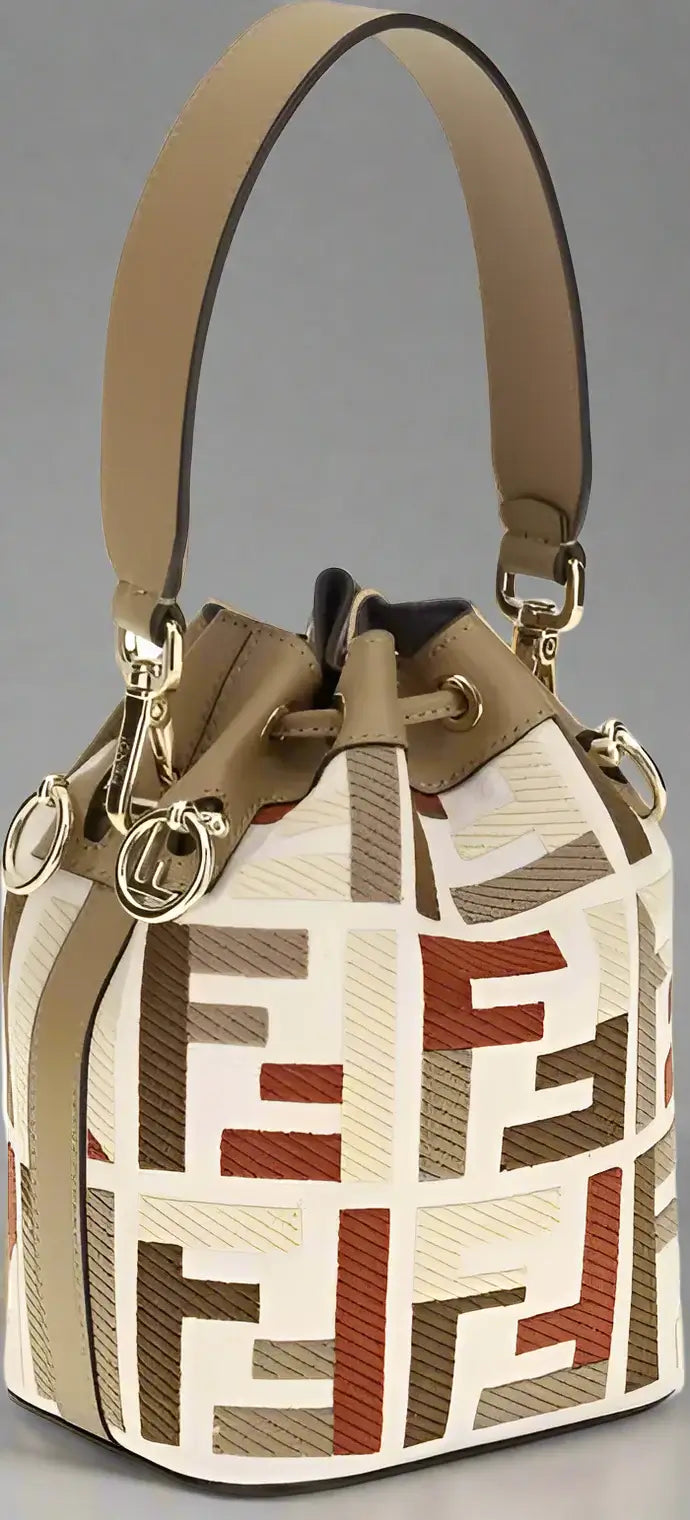 FENDI Beige Mon Tresor Leather Bucket Bag – Luxury Designer Handbag for Women