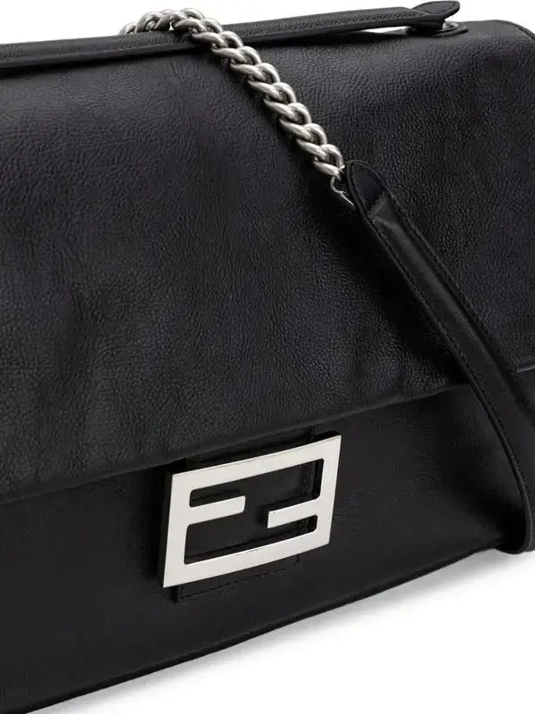 Fendi Shoulder Baguette Bag Leather Black
