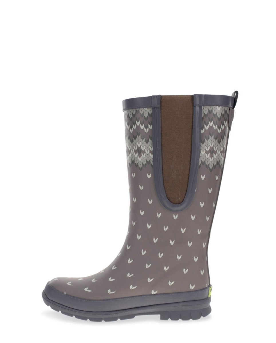 Fair Isle Tall Rain Boot Women's Rubber Lined Taupe Rain Boots by Western Chief Women's Sale – Don't Panic Shoes