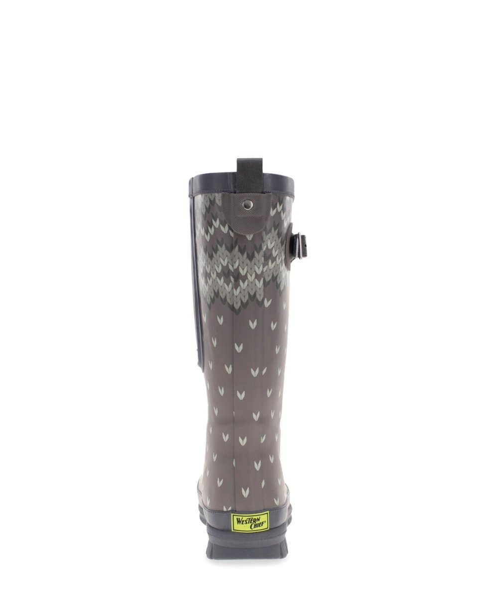 Fair Isle Tall Rain Boot Women's Rubber Lined Taupe Rain Boots by Western Chief Women's Sale – Don't Panic Shoes