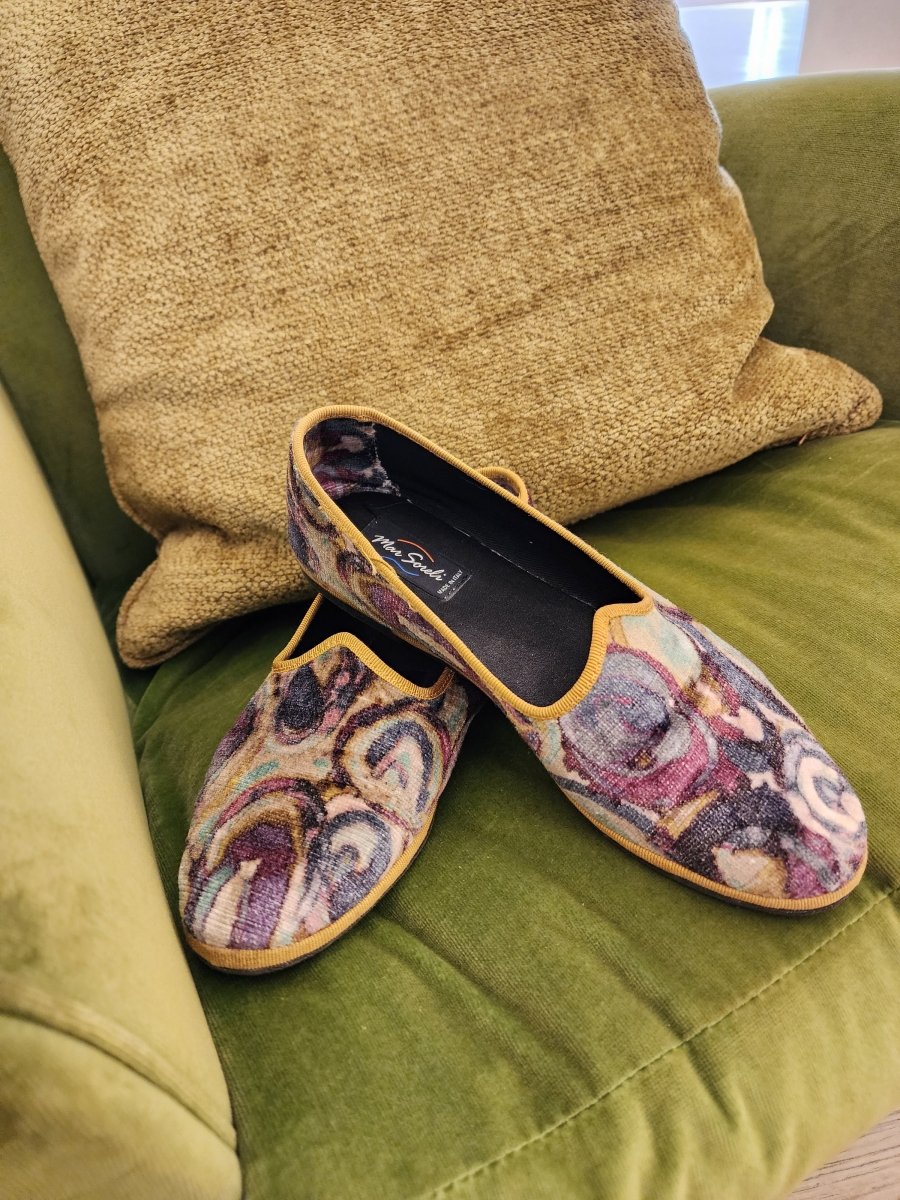 Fantasia Ocra Cotton Velvet Ochre Slippers Made In Italy Slip On by Mar Soreli – Don't Panic Shoes