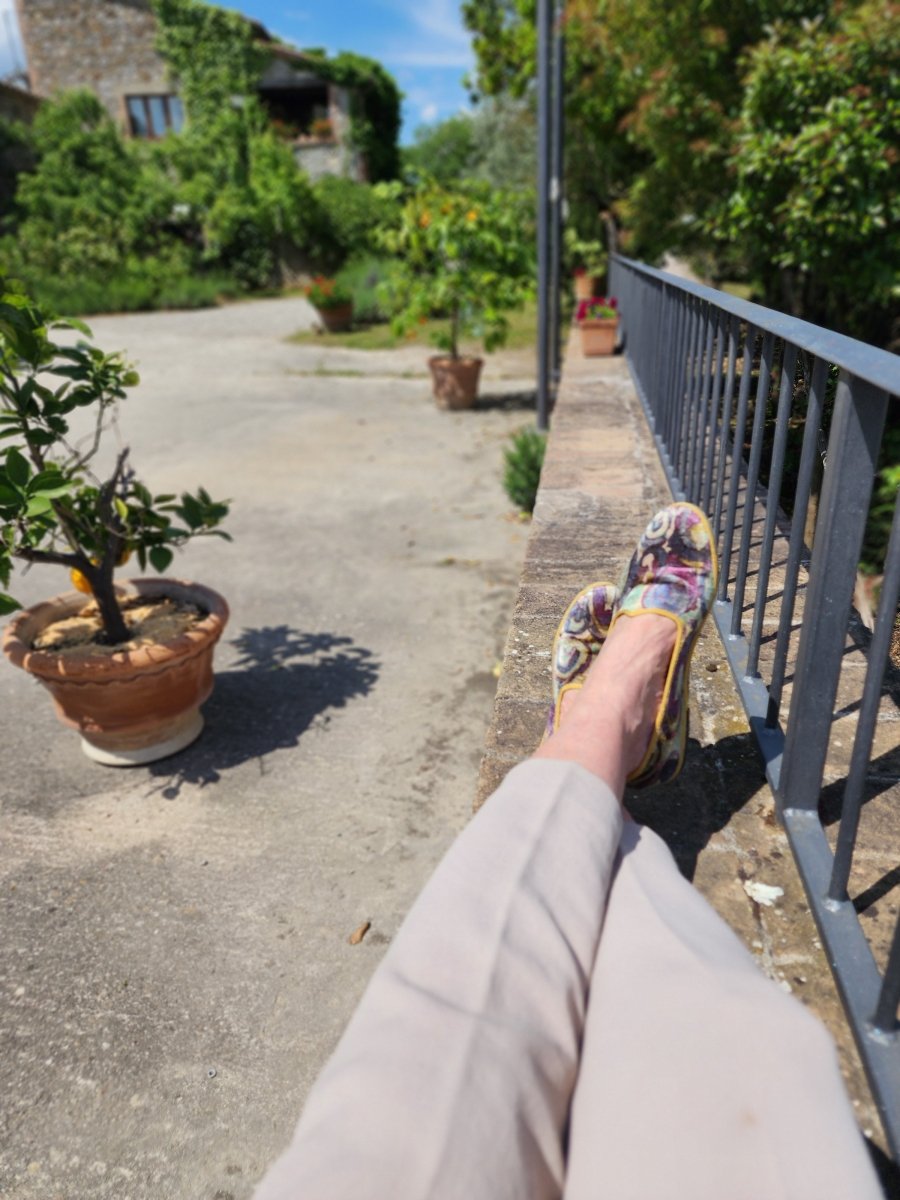 Fantasia Ocra Cotton Velvet Ochre Slippers Made In Italy Slip On by Mar Soreli – Don't Panic Shoes