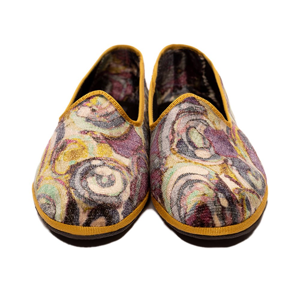 Fantasia Ocra Cotton Velvet Ochre Slippers Made In Italy Slip On by Mar Soreli – Don't Panic Shoes