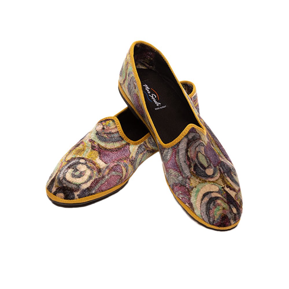 Fantasia Ocra Cotton Velvet Ochre Slippers Made In Italy Slip On by Mar Soreli – Don't Panic Shoes