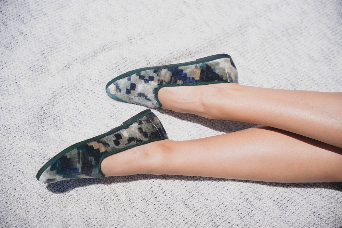 Fantasia Verde Green Cotton Velvet Friulane Slipper Slip On by Mar Soreli – Don't Panic Shoes