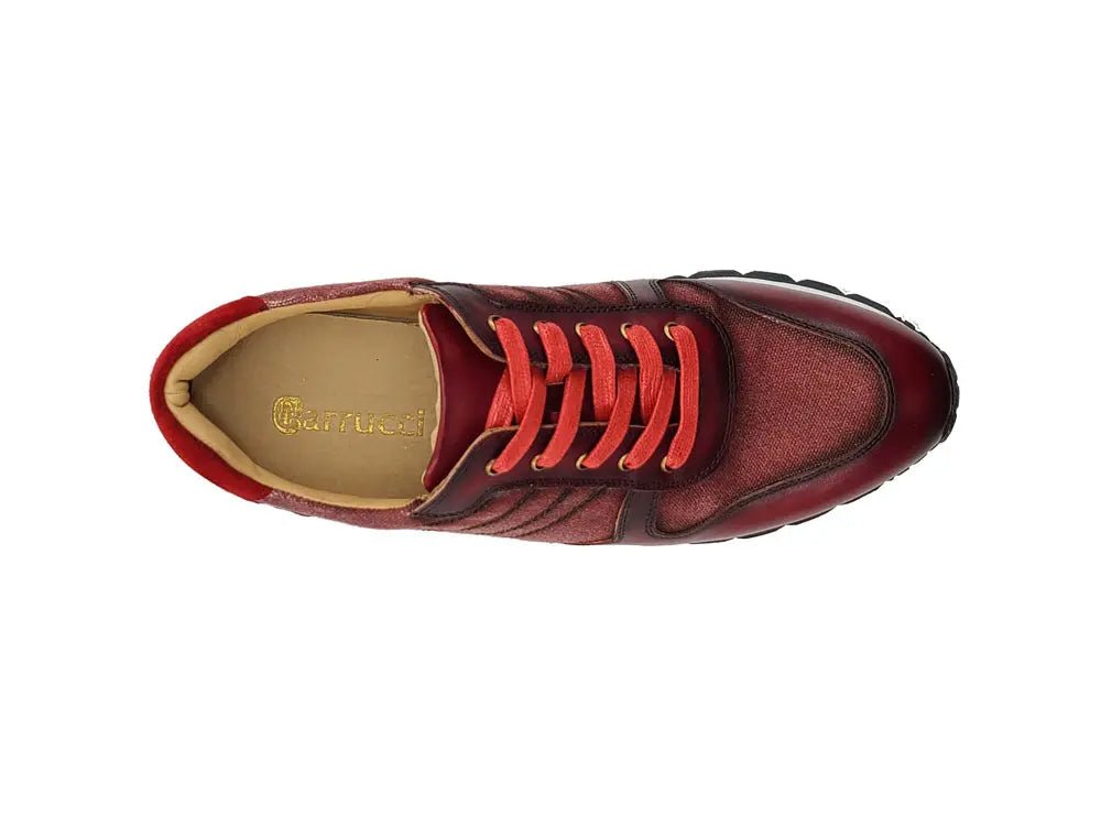 Fashion Sneaker Calfskin Leather And Canvas Inlay Design Sneakers by Carrucci Shoes – Don't Panic Shoes