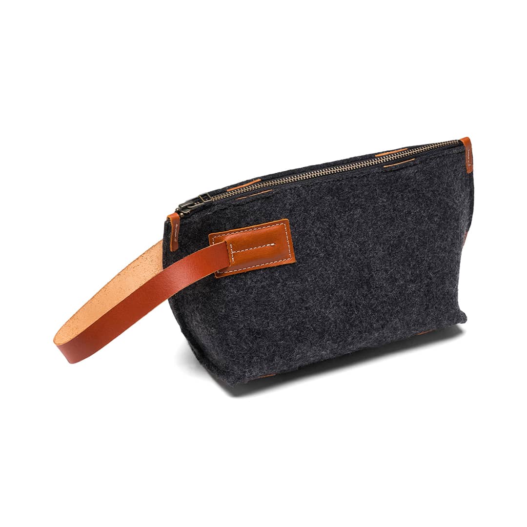 Felt And Leather Travel Kit Wallet by Kyrgies – Don't Panic Shoes