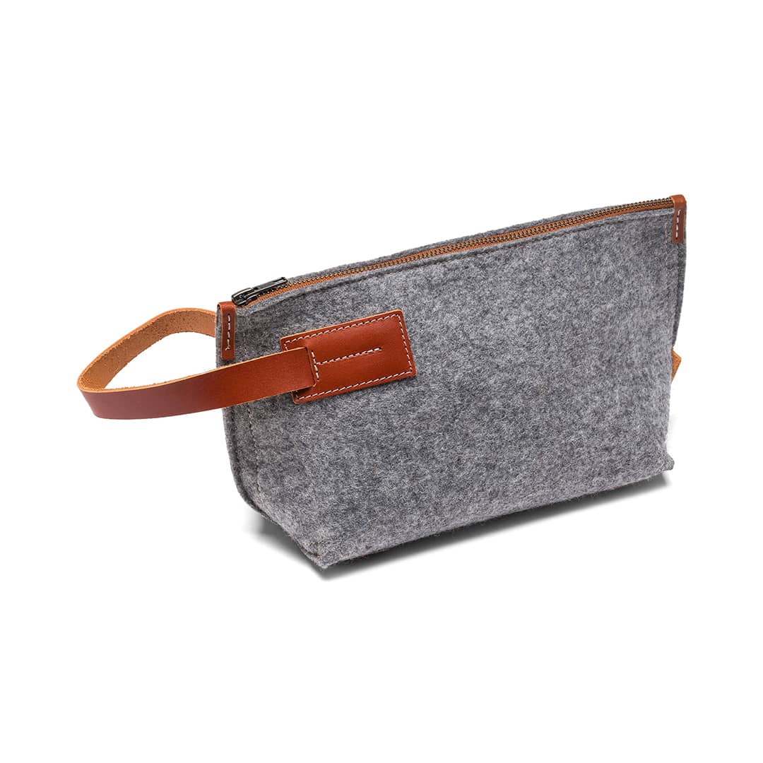 Felt And Leather Travel Kit Wallet by Kyrgies – Don't Panic Shoes