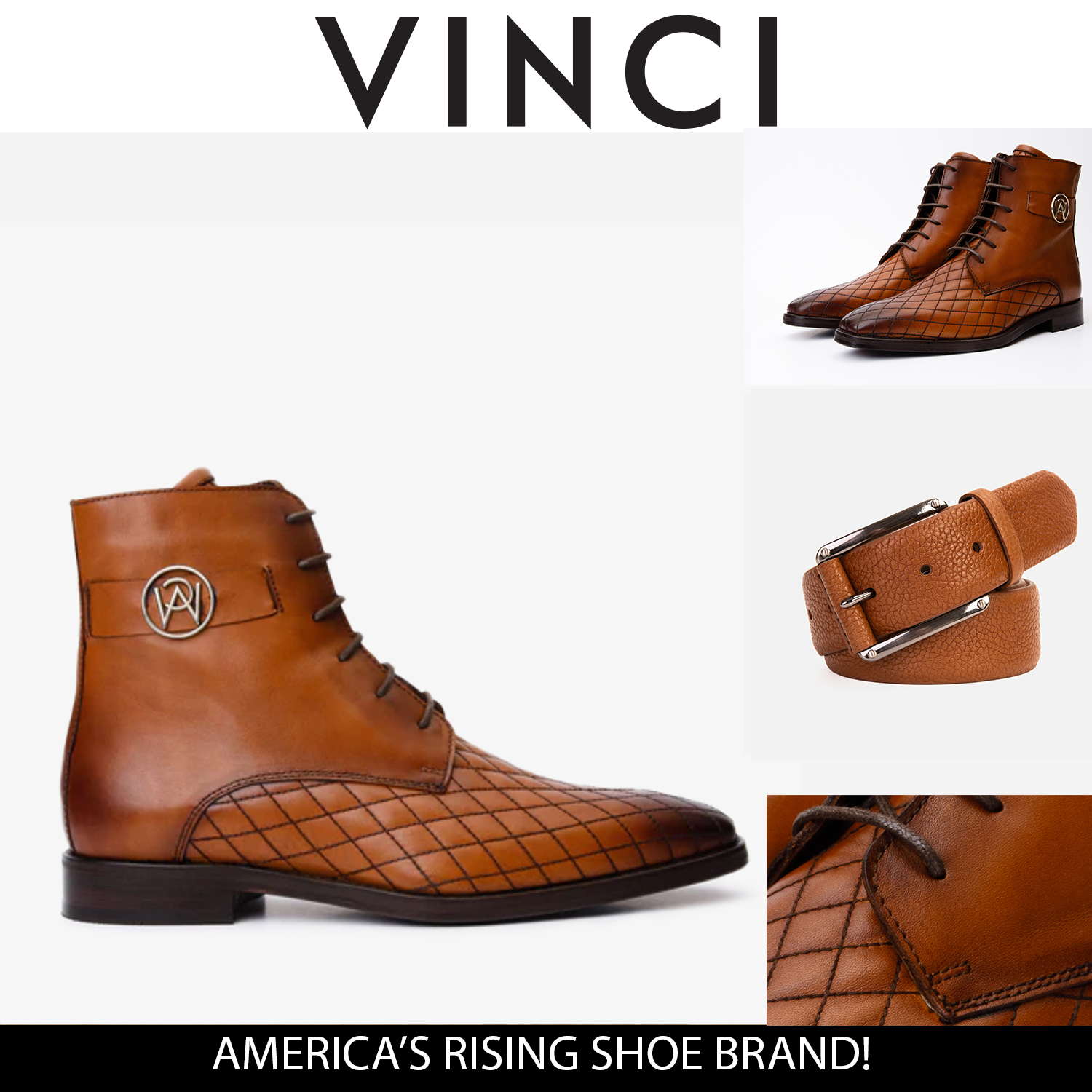 The Zeus Brown Leather Lace-Up Men Boot with a Zipper