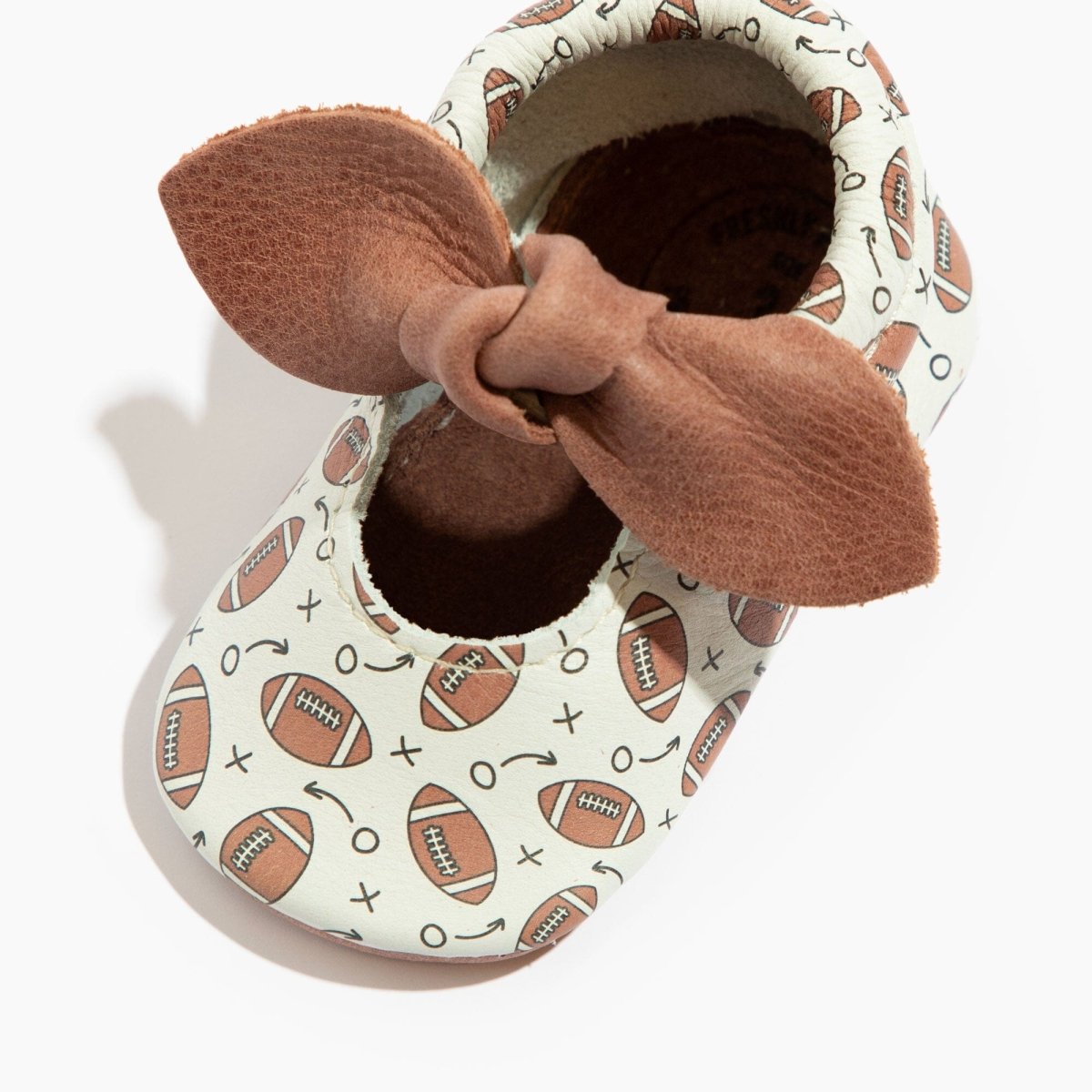 First Down Knotted Bow Baby Shoe Bow Mocc by Freshly Picked – Don't Panic Shoes