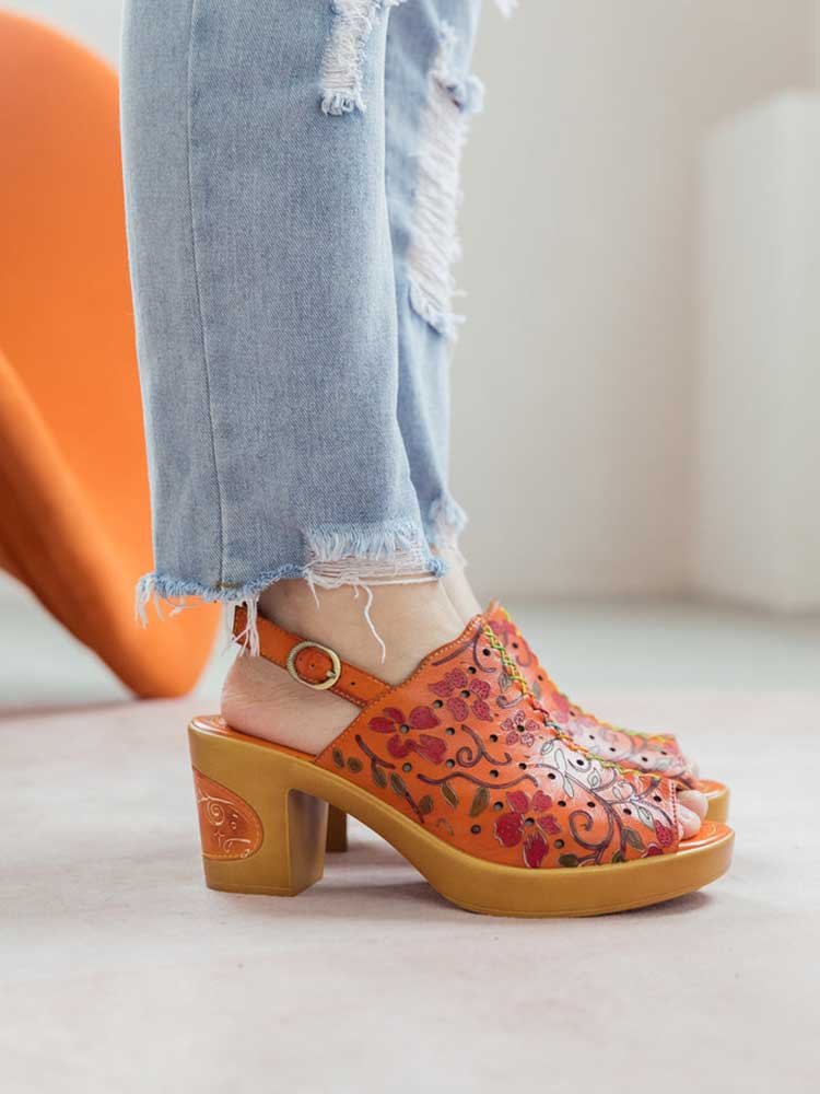 Fish Mouth Genuine Leather High Heel Sandals Sandals by Colorstepshoes – Don't Panic Shoes