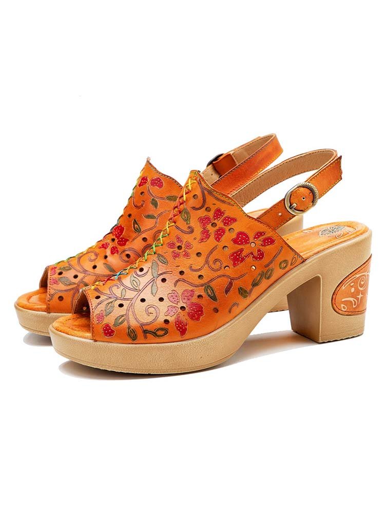 Fish Mouth Genuine Leather High Heel Sandals Sandals by Colorstepshoes – Don't Panic Shoes