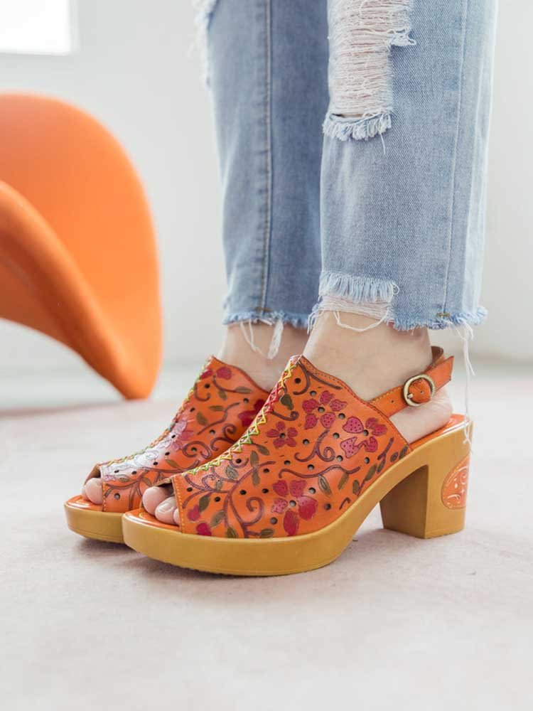 Fish Mouth Genuine Leather High Heel Sandals Sandals by Colorstepshoes – Don't Panic Shoes